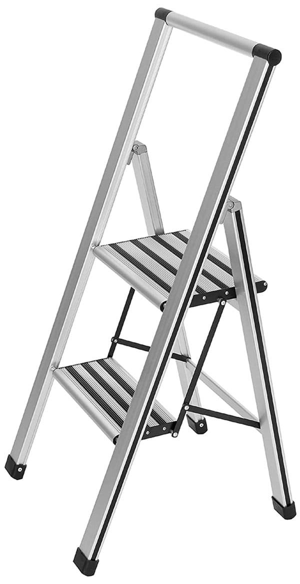 WENKO 2 Step Ladder, Aluminum Folding Step Stool Ladder