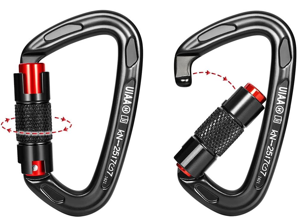 FresKaro UIAA Certified 25KN Auto Locking Climbing Carabiner Clips